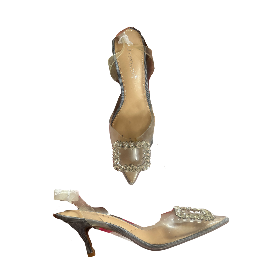 ShoeDazzle Diamond front clear low heels