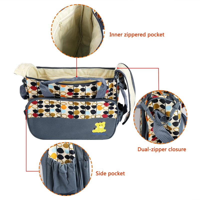 Just For You Diaper Bag Blue Tan Baby Tote Pockets Changing Pad Zipper