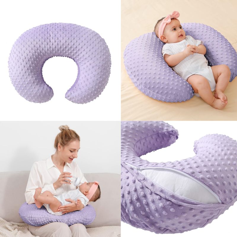 Nursing Pillow Cover Breastfeeding Pillow Cases Plush Dot Slipcover (Orchid)