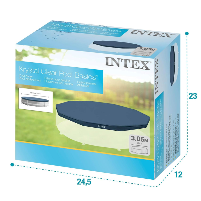 Pool Cover: For 10ft Round Metal Frame Pools – Includes Rope Tie – Drain Holes – 10in Overhang – Snug Fit