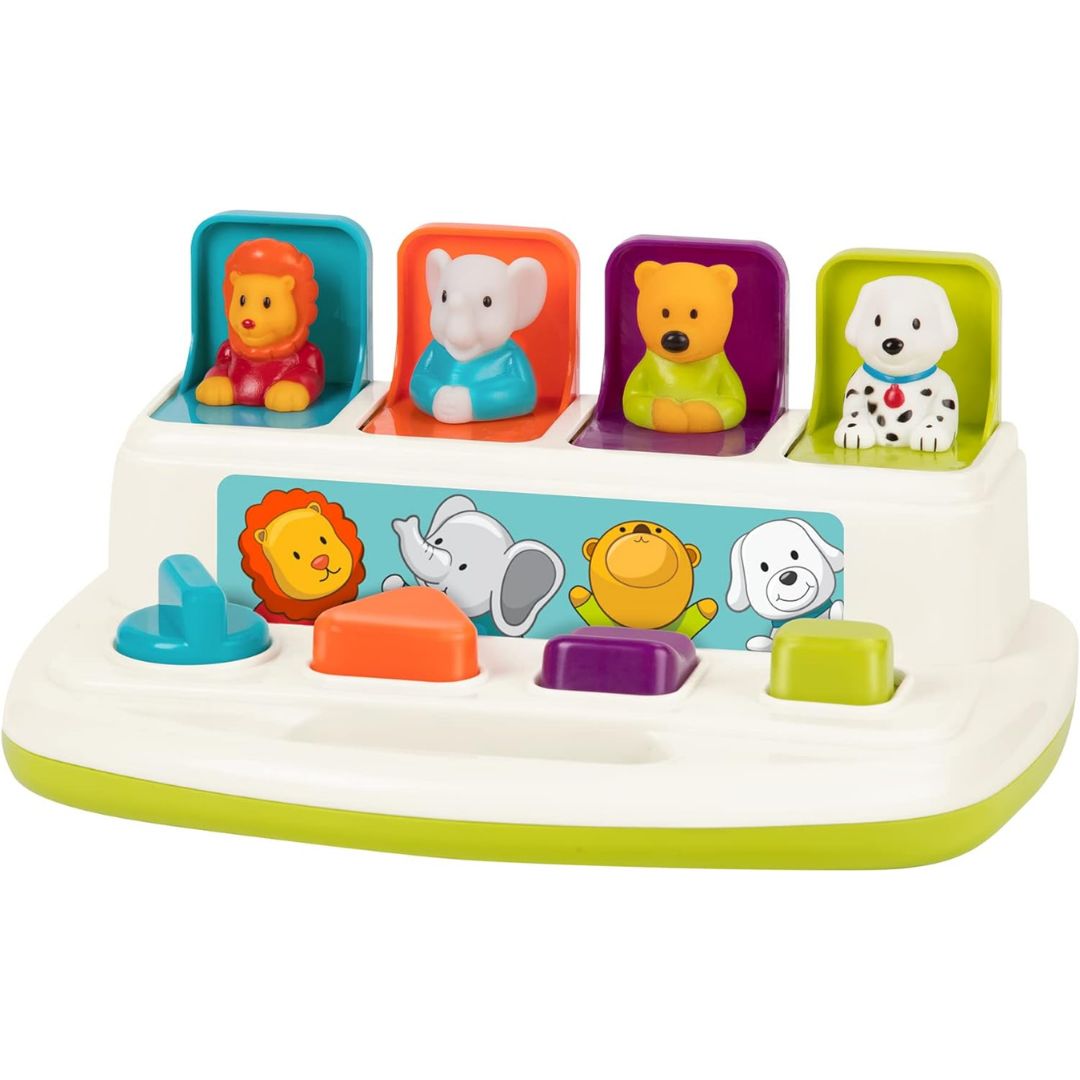 Battat – Cause-And-Effect Toy – Developmental Toy With Buttons &amp; Colors – Color Sorting Animal Toys – For Kids, Toddlers, Babies – 18 Months + – Pop-Up Pals