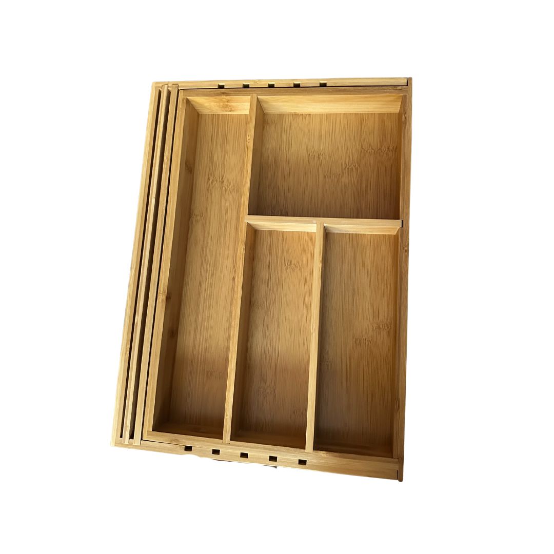 Bamboo Kitchen Drawer Organizer, Silverware Utensil Tray Holder
