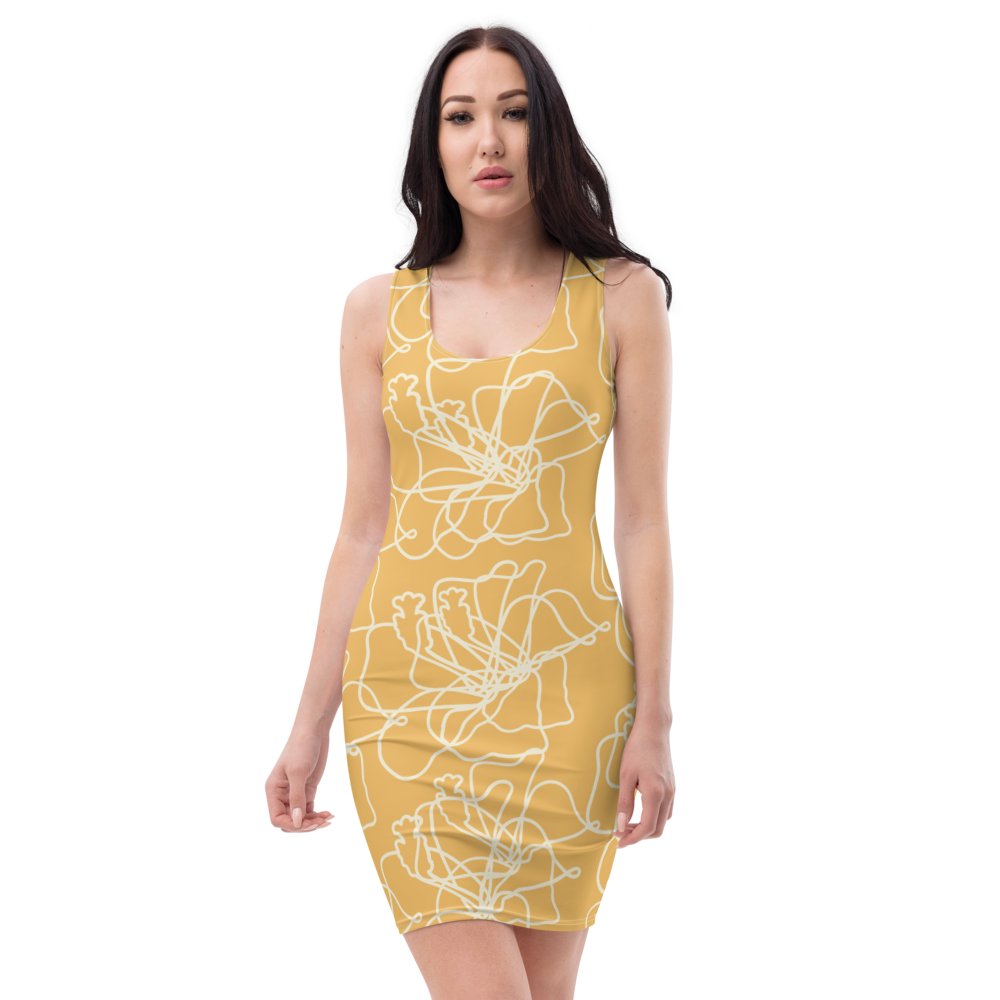 Sublimation Cut &amp; Sew Dress | Slick One Piece Yellow floral printed
