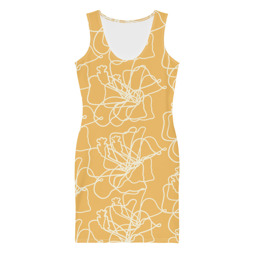 Sublimation Cut &amp; Sew Dress | Slick One Piece Yellow floral printed