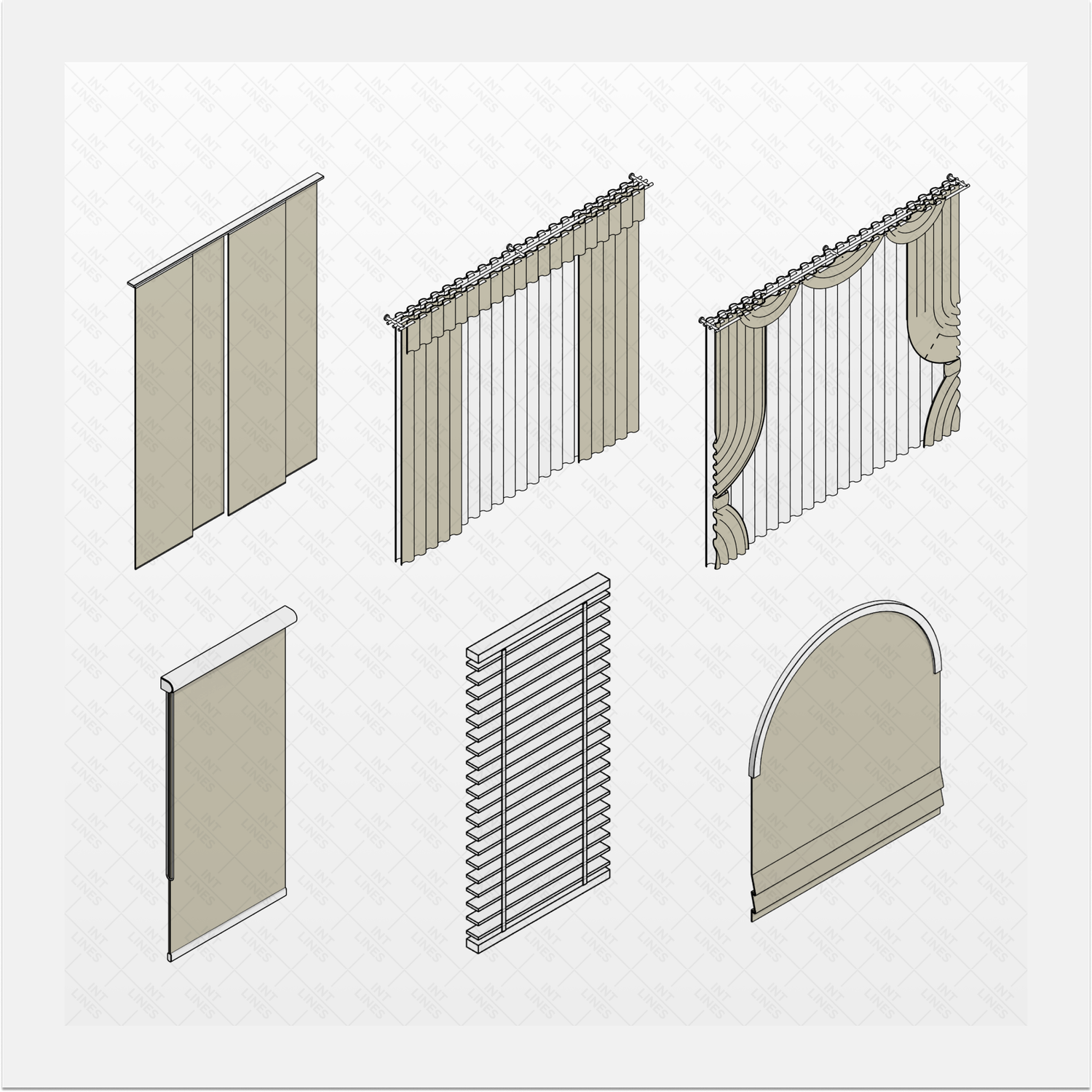 Сurtains and blinds Revit Families
