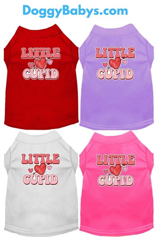 &quot;Little Cupid&quot; Screen print Pet Shirt Red, White, Pink and Lavender XSmall - XXXLarge