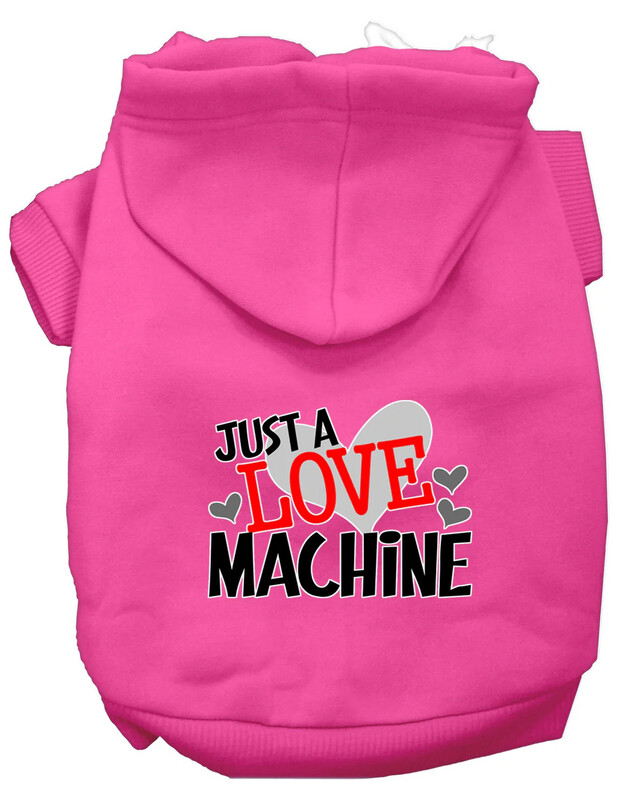 &quot;Just a Love Machine&quot; Dog or Cat Pet Hoodie - Various Colors sizes XSmall to  XXXLarge