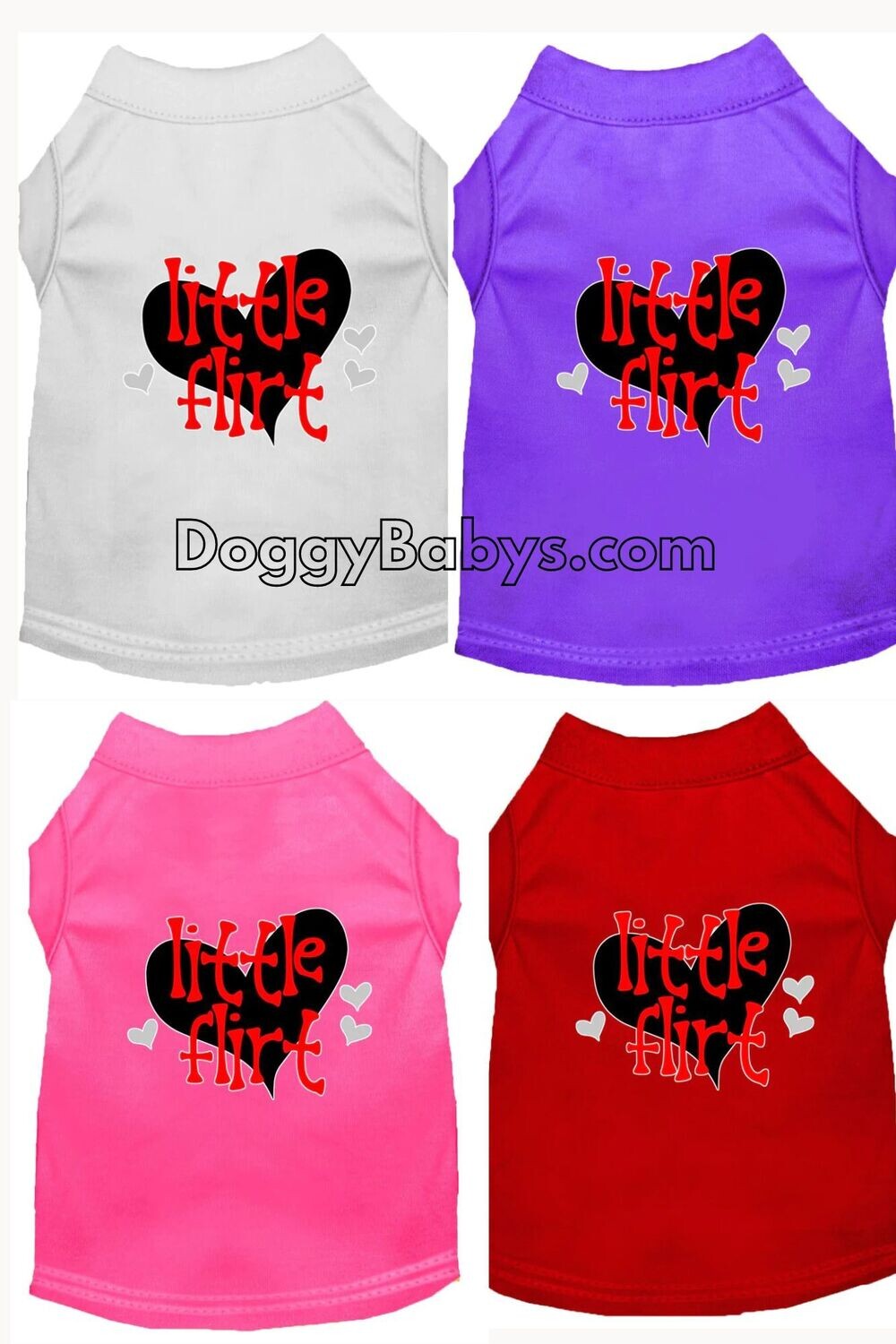 &quot;Little Flirt &quot; Screen print Pet Shirt Red, White, Pink and Purple XSmall - XXXLarge
