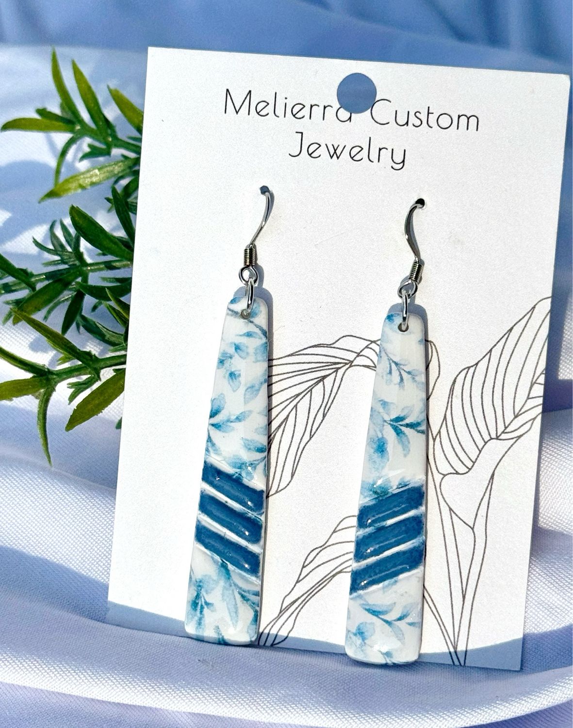 Blue/floral Dangles