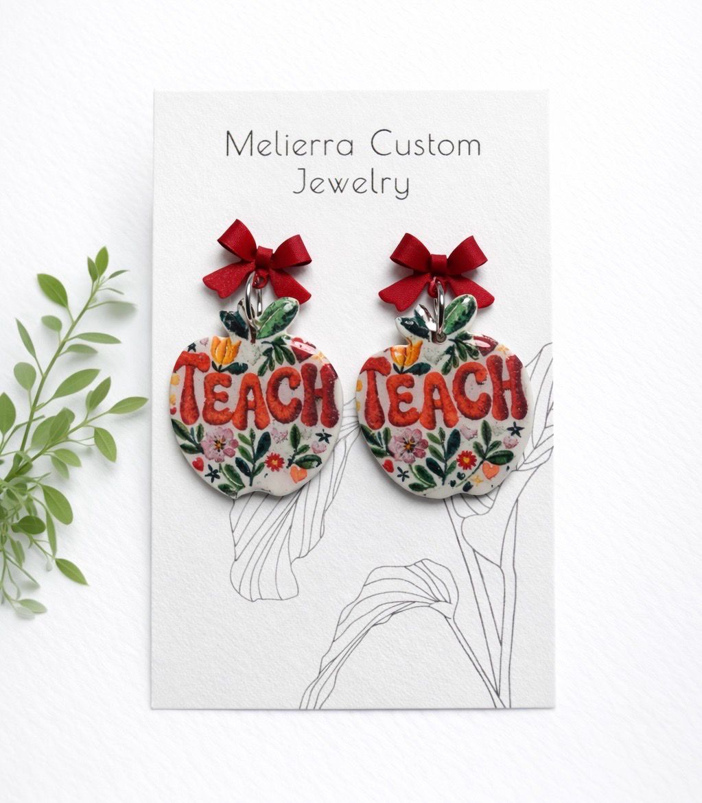 Floral Teach Apple Dangles