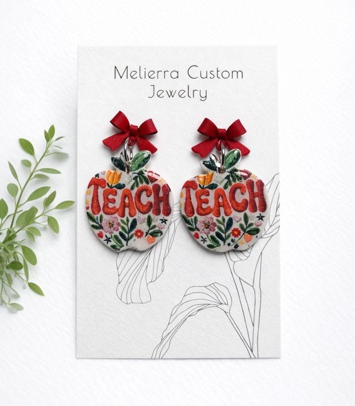 Floral Teach Apple Dangles