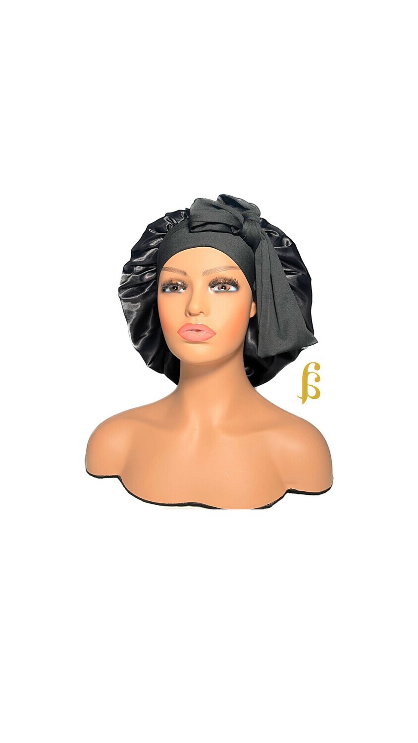 Black Edge Wrap Satin Bonnet