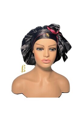 Black satin bonnet