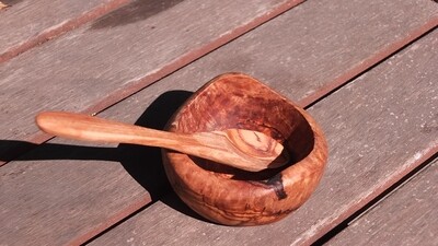Small Olive Wood Bowl with Spoon