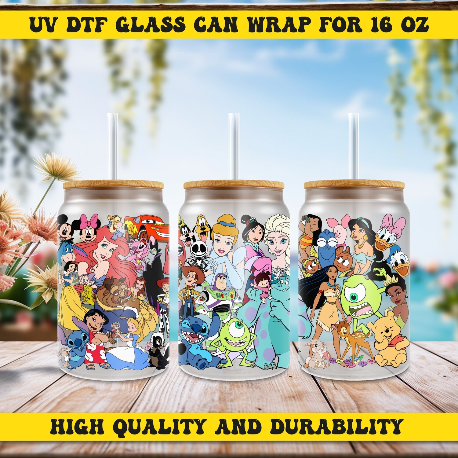 Cartoon Design UV DTF Ready To Apply for 16oz