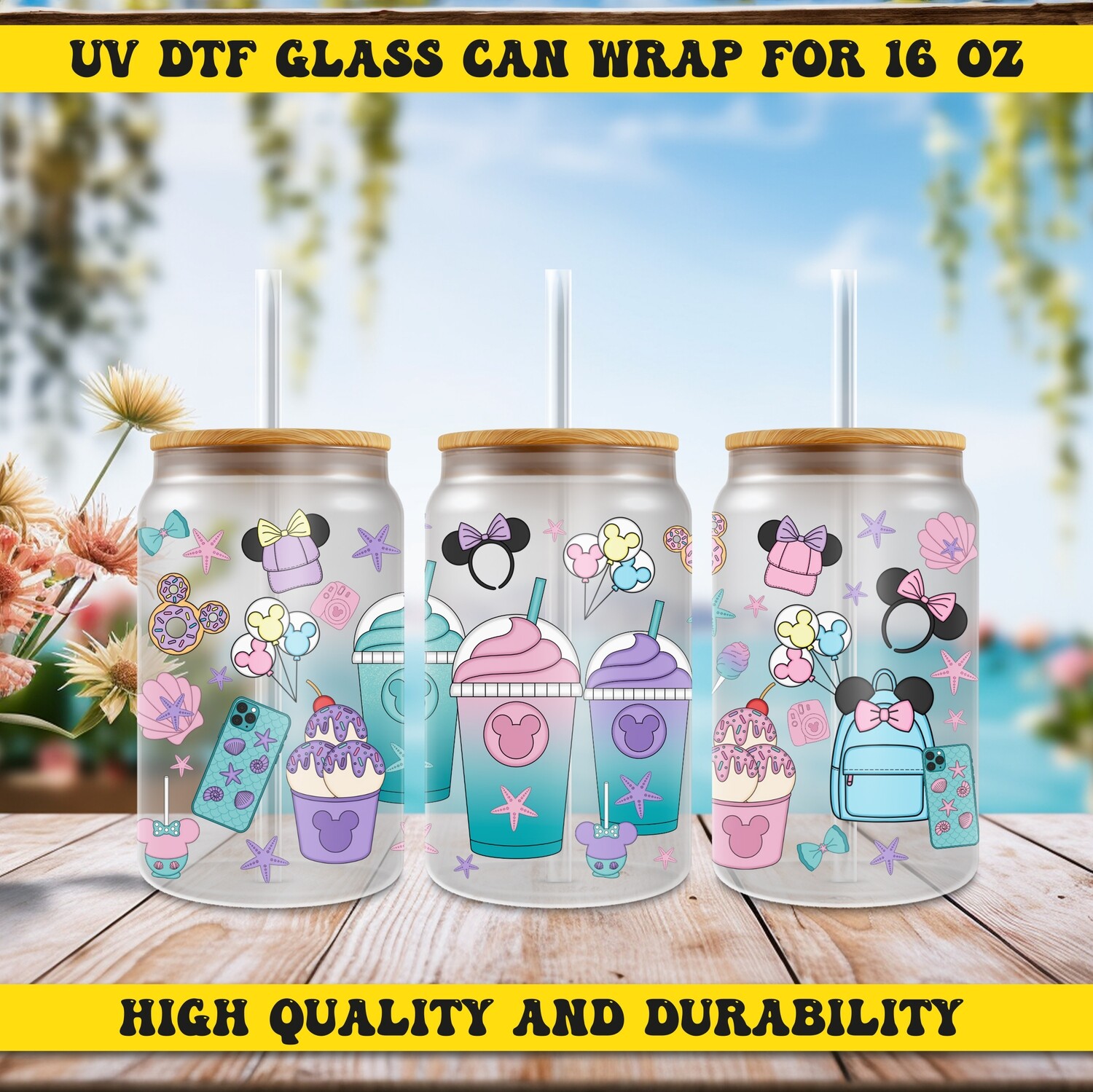 Cartoon Design UV DTF Ready To Apply for 16oz