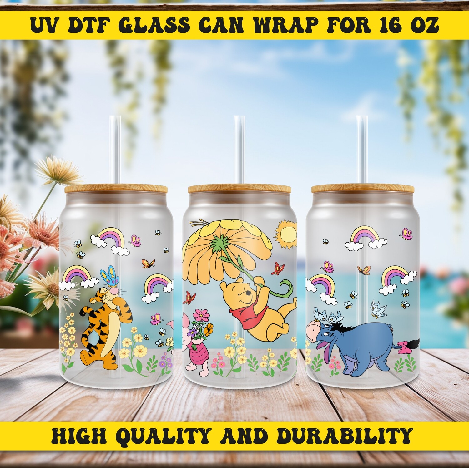 Cartoon Design UV DTF Ready To Apply for 16oz