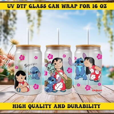 Cartoon Design UV DTF Ready To Apply for 16oz
