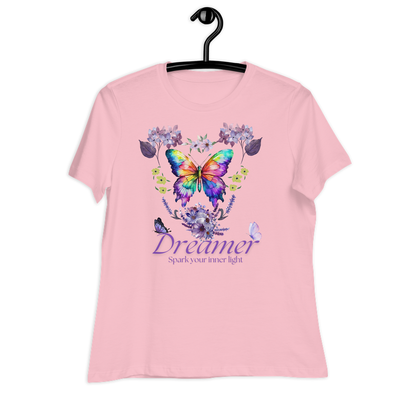 Dreamer Flower, Butterfly T-shirt, gift tee, Mother tee, Women's Relaxed T-Shirt