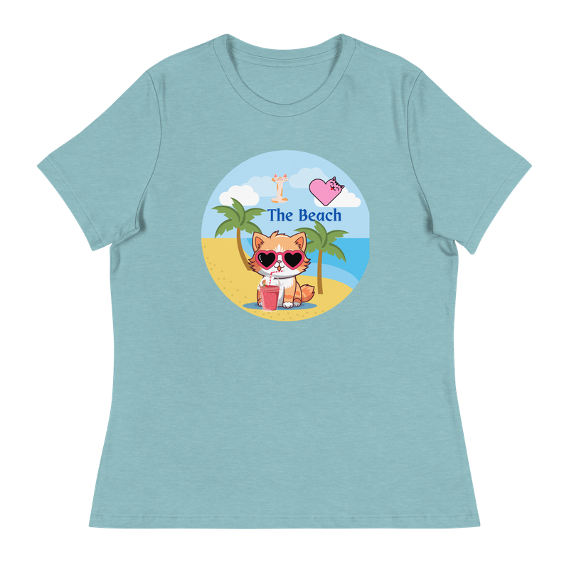 I love summer cute cat, beach, gift tee, mother tee. sister tee. Women's Relaxed T-Shirt