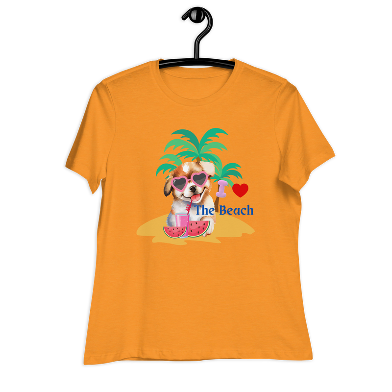I love the beach cute dog Women's Relaxed T-Shirt