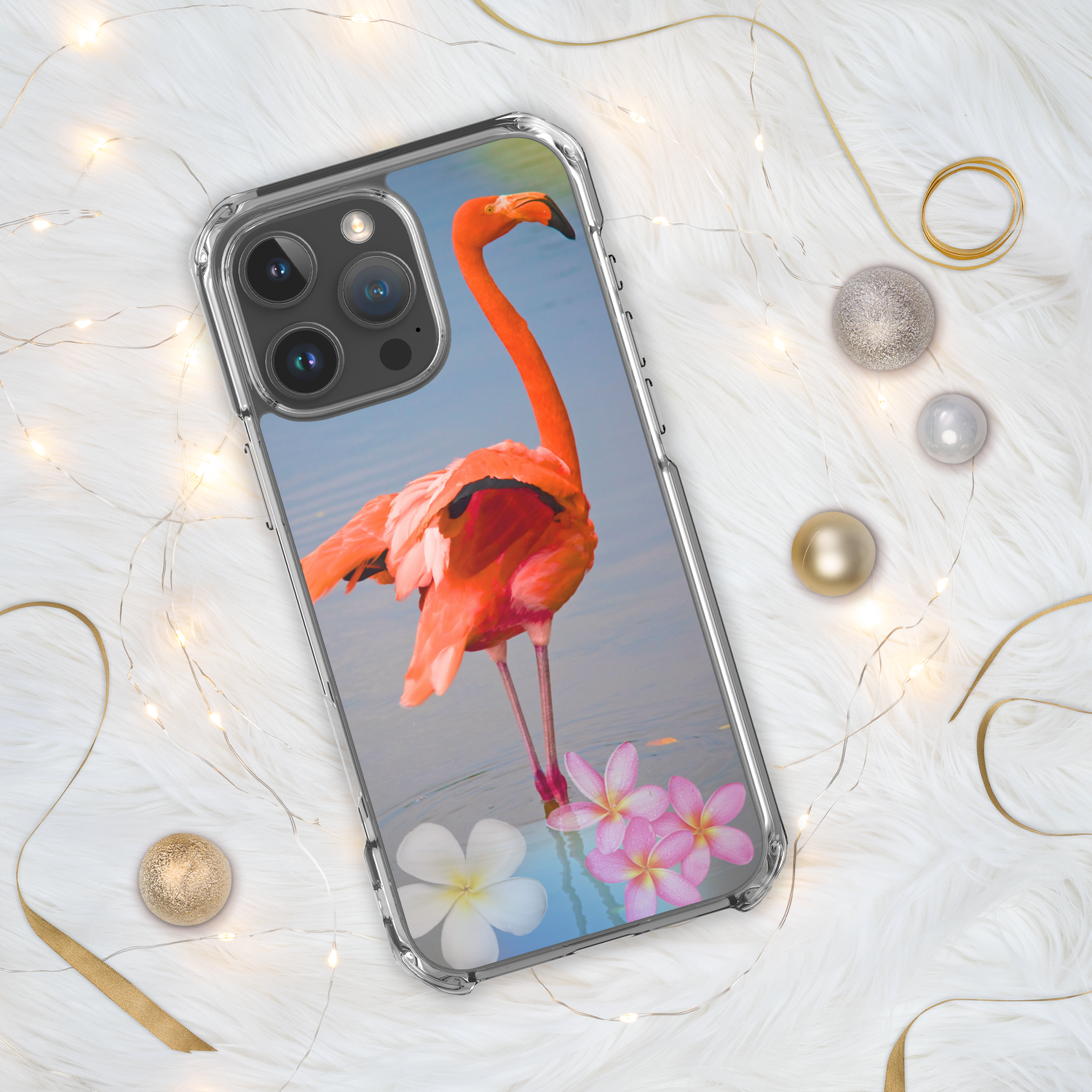 Flamingo iPhone case. Orange flamingo iPhone 14 case. iPhone 12, 13, 14, 15, 16 Pro Max.