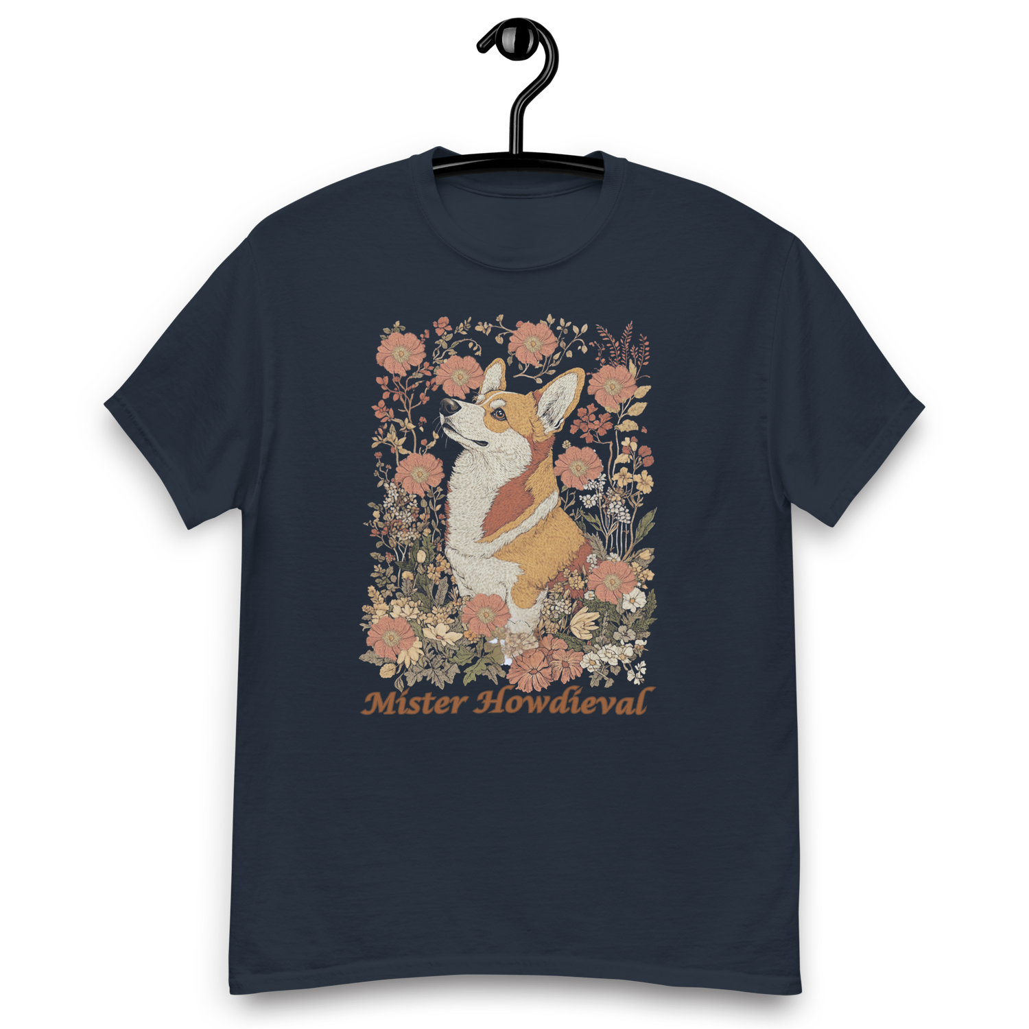 Vintage Medieval Corgi Dog Floral Set Graphic Unisex classic tee