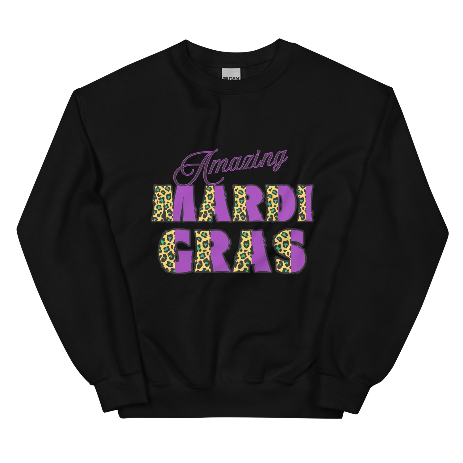 Amazing Mardi Gras Leopard Print Sweatshirt. Unisex Sweatshirt