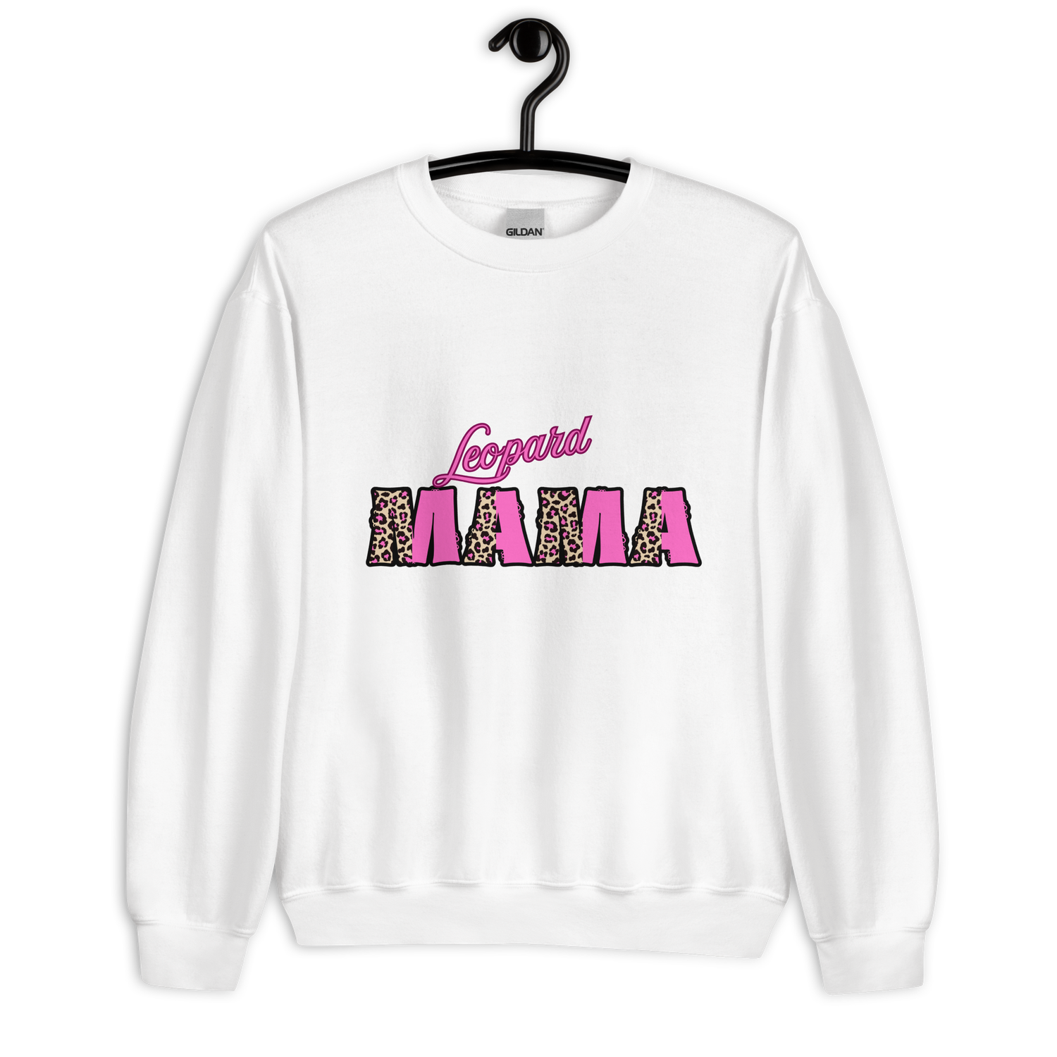 Leopard mama Unisex Sweatshirt gift for her black, white ash sweatshirt.