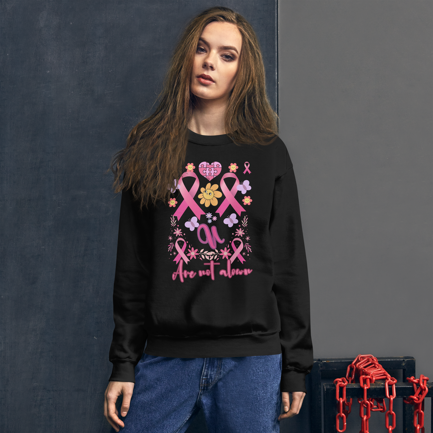 You Are Not Alone Breast Cancer Awareness Sweatshirt Support and Hope Design for Unisex Sweatshirt.