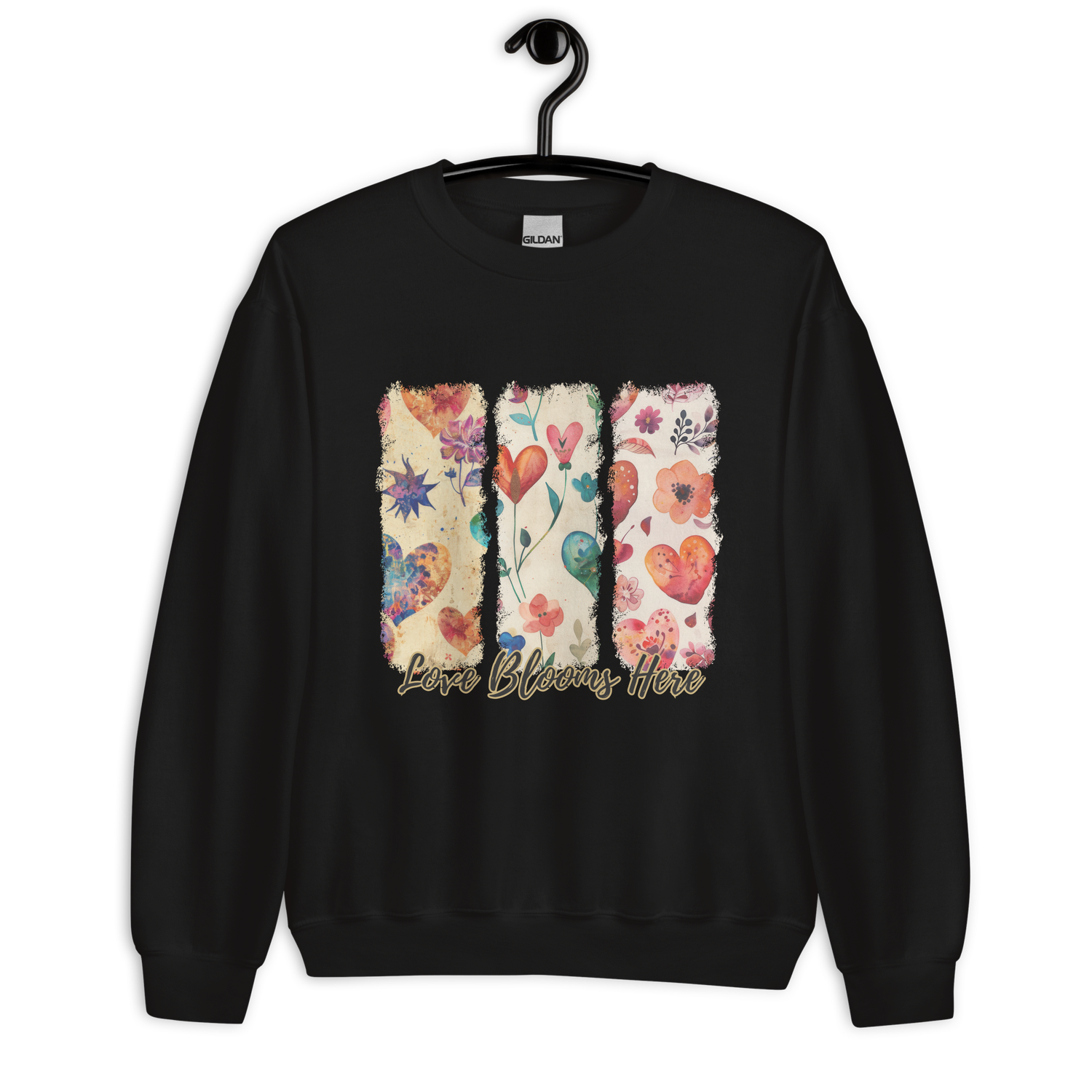 Love Blooms Here Floral Heart Sweatshirt, Sweatshirt Women, Embossed Sweatshirt, Xoxo Sweatshirt, Romantic &amp; Artistic Cozy Pullover