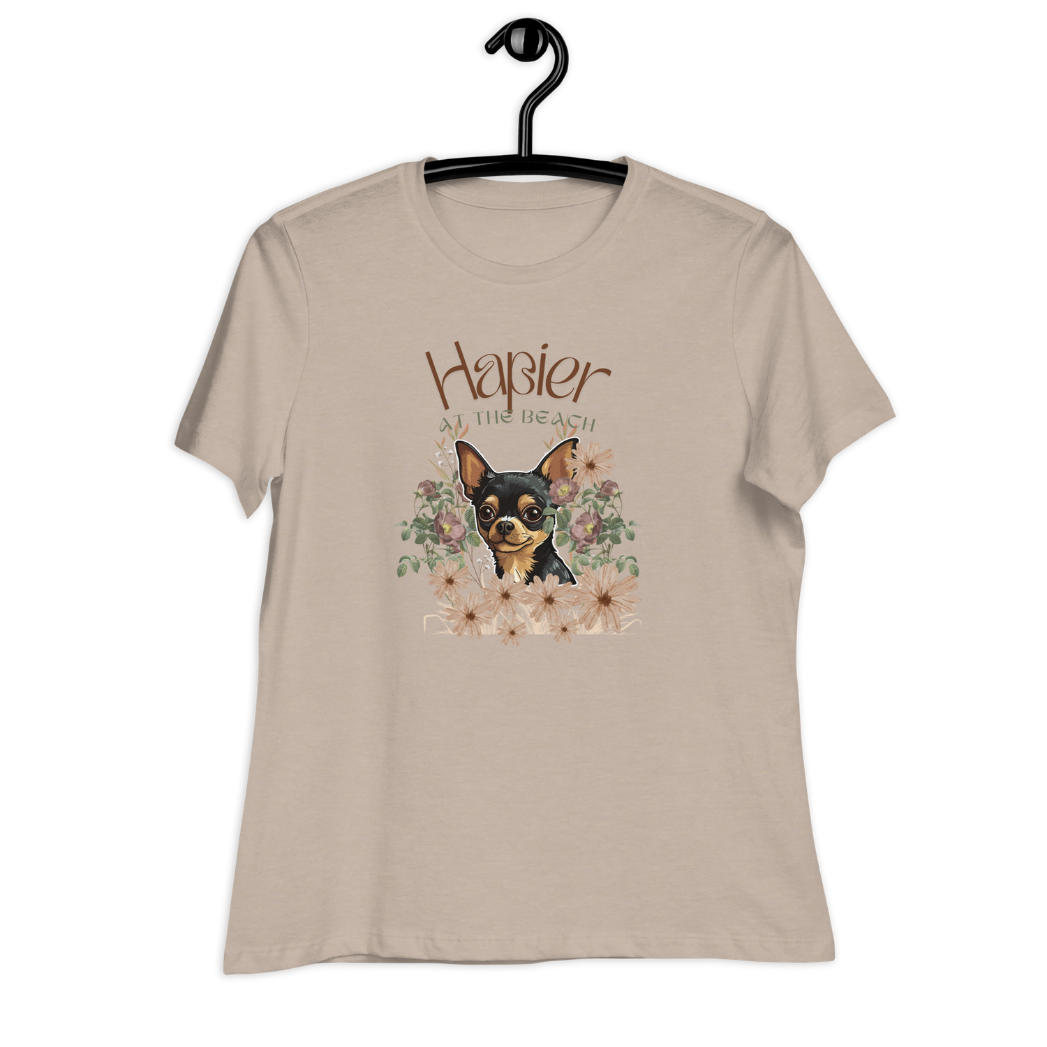 Happier at the Beach Chihuahua Women's Relaxed T-Shirt