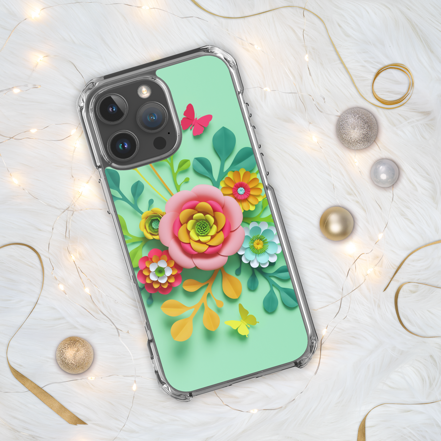 Vibrant 3D Floral Butterfly iPhone Case (iPhone 12-16, Pro Max)
