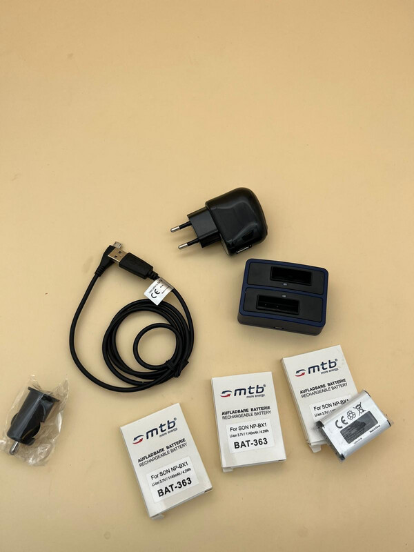 mtb more energy [BAT-363 - Li-Ion] Kamera-Akku kompatibel mit Akku-Typ Sony NP-BX1 
mit KFZ-Ladegerät und normalen Ladegerät /3 Akkus