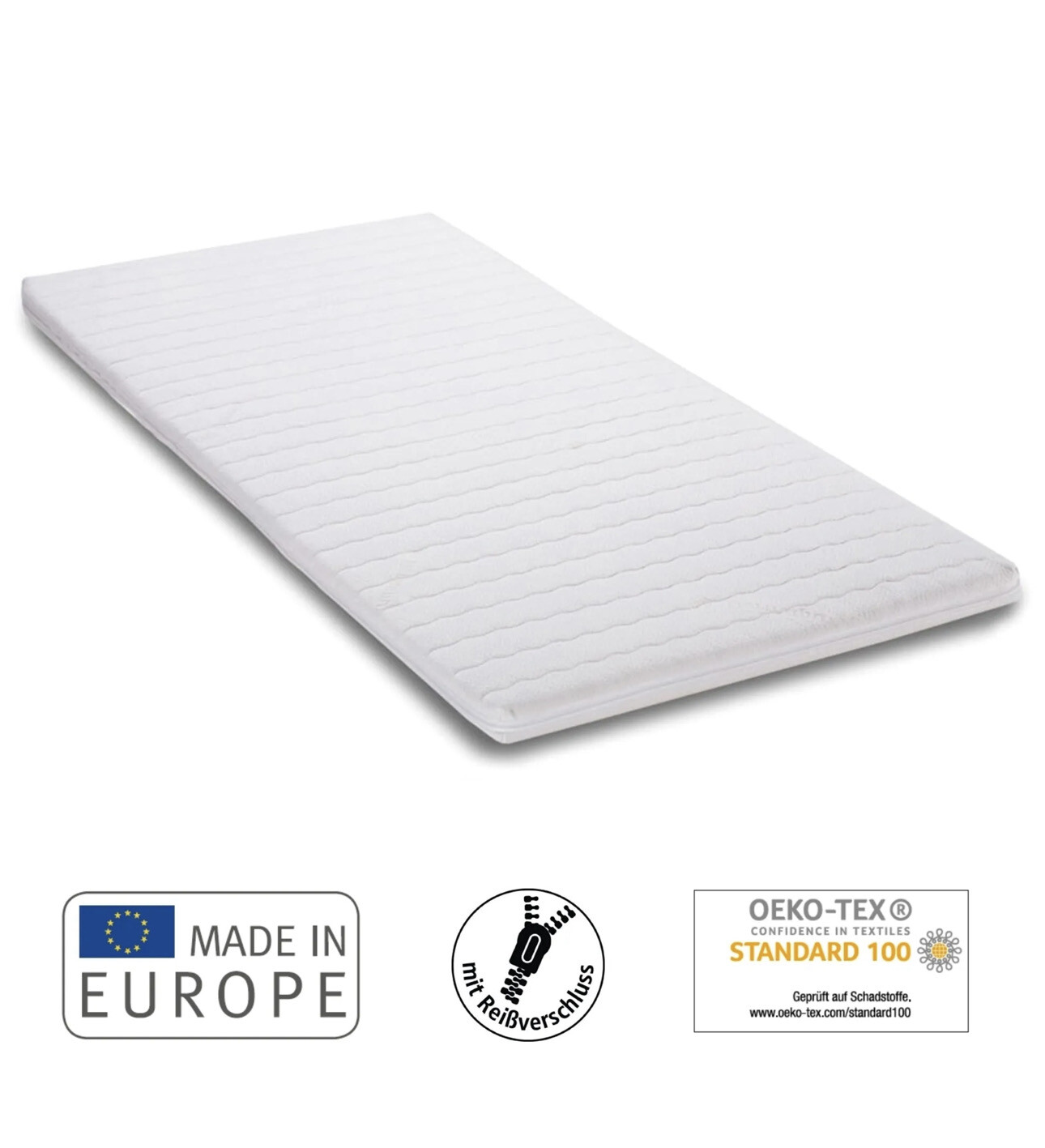 Matratzenauflage Topper mit viscoelastischer Kaltschaumfüllung Memory Foam orthopädisch Lumaland, orthopädisch 90X200X6,5cm