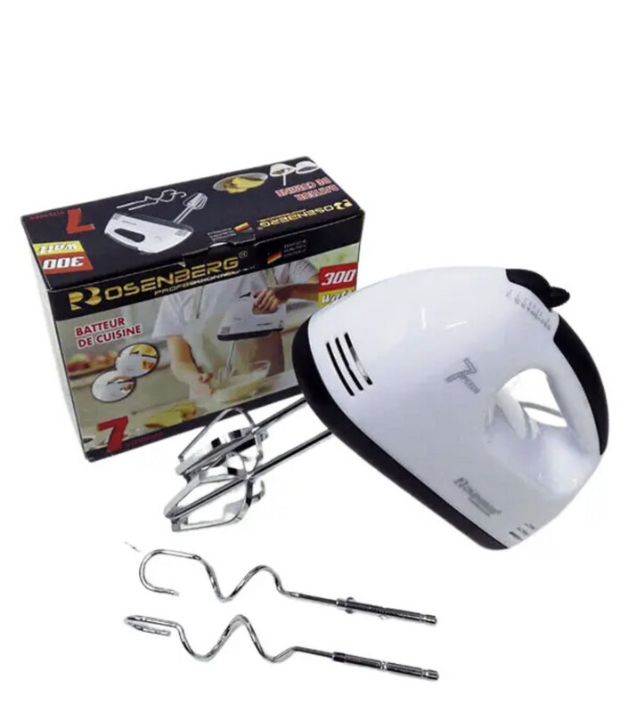 Rosenberg Handmixer JE-901E 7 Stufen Handrührgerät Mixer Edelstahl Zubehör 300 Watt Rosenberg Handmixer JE-901E 7 Stufen Handrührgerät Mixer Edelstahl Zubehör 300 Watt