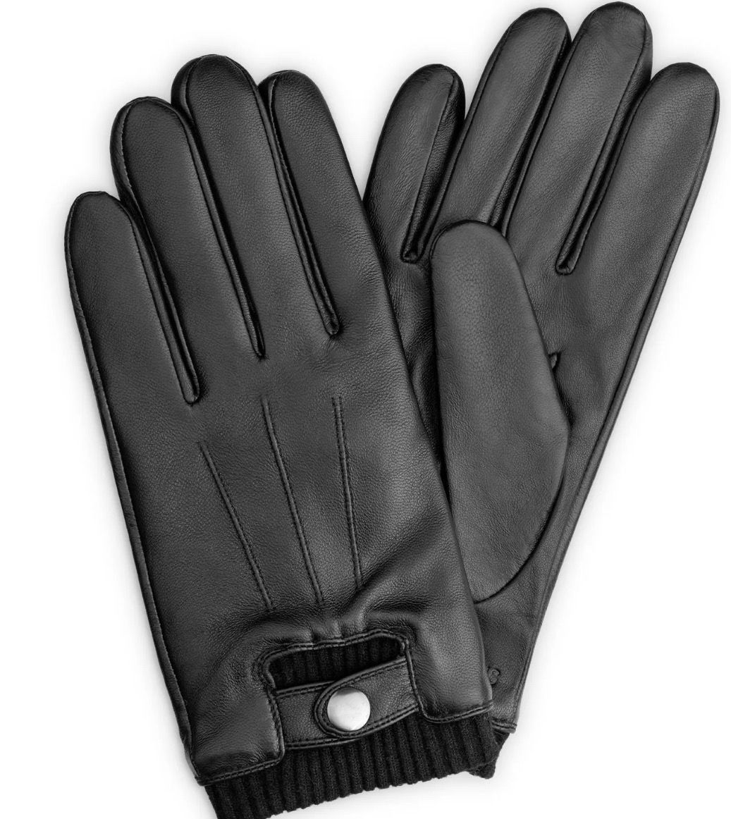 Touchscreen Leder Handschuhe für Herren Handschuhe aus Nappaleder Wollfutter Größe L (10) schwarz