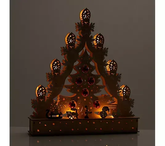 LUMIDA Xmas LED-Holz-Dekoration Tannenbaum 5h-Timerfunktion Höhe 42cm