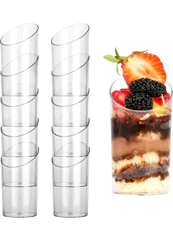 BELLE VOUS 50 Stk Mini Plastik Dessertbecher - L5 x H8,2 cm - 70 ml - Durchsichtiger Runder Mehrweg Plastikbecher für Dessert- Servier- & Dessertgläser Plastik für Kostproben, Vorspeisen & Dessert BELLE VOUS 50 Stk Mini Plastik Dessertbecher - L5 x H8,2 cm - 70 ml - Durchsichtiger Runder Mehrweg Plastikbecher für Dessert- Servier- & Dessertgläser Plastik für Kostproben, Vorspeisen & Dessert