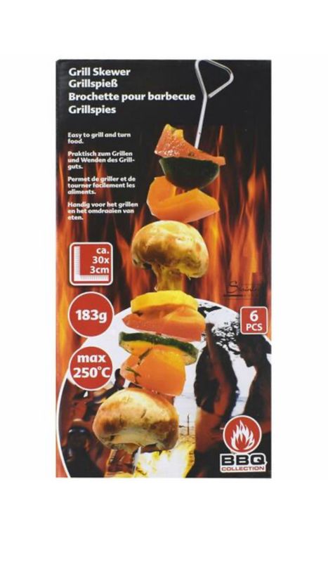 Grillspieße 6 Stück Edelstahl Spieße BBQ Barbecue Grill Fleisch Gemüse Grillspieße 6 Stück Edelstahl Spieße BBQ Barbecue Grill Fleisch Gemüse