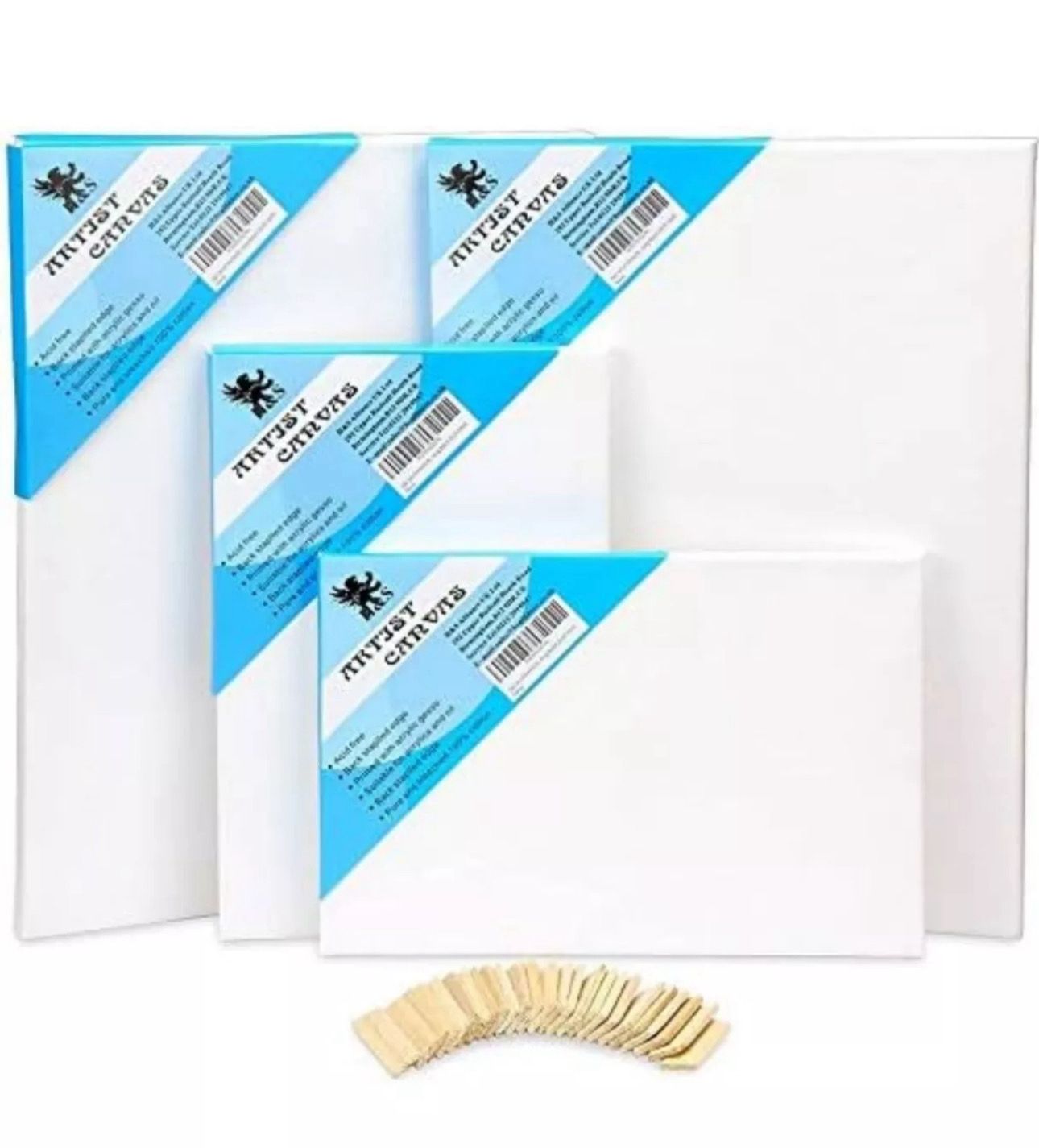 H&S Blanko Leinwände für Acrylfarben und Aquarell - 4er Canvas Set - Weiße