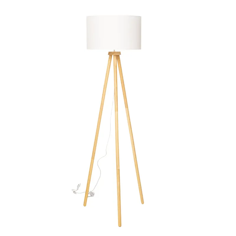 my HOME stories Echtholz-Stehlampe Tripod, LED-Leuchte Dimmer, Höhe 148cm Stoffschirm Ø 40cm my HOME stories Echtholz-Stehlampe Tripod, LED-Leuchte Dimmer, Höhe 148cm Stoffschirm Ø 40cm
