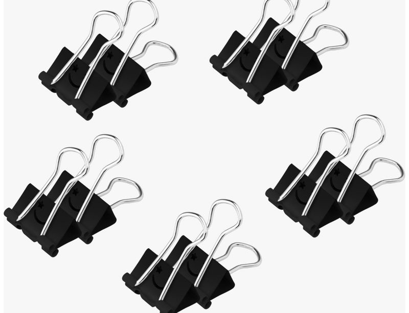 Set mit Dokumentenklammern, Schwarz, Metall, Set mit Dokumentenklammern, Schwarz, Metall,