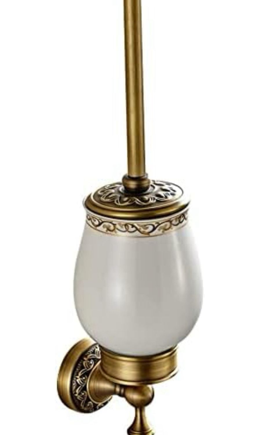 Weare Home Kupfer Toilettenbürste und Keramik Glas Form Halter Set mit Einschnitt, Minimal Klassic Bad Set Retro Solide Klassic Bronze Beschichtung Wandmontage Haltbar Badzubehör Badausstattung