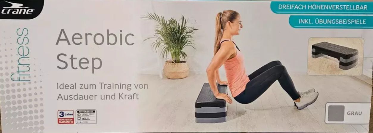 Aerobic Step Dreifach verstellbar Crane grau