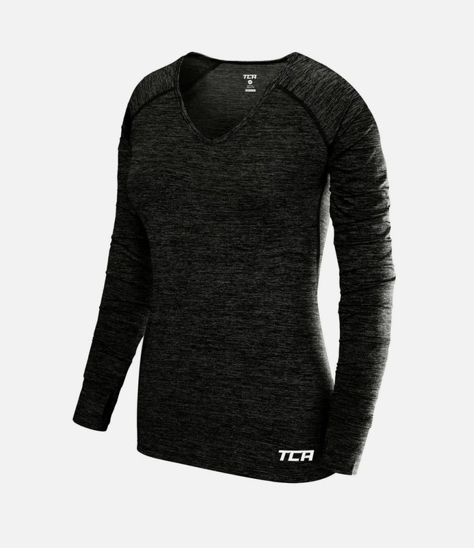 Damen Elle Langarm V-Ausschnitt Laufshirt, Sportshirt und Trainingsshirt - Größe M Damen Elle Langarm V-Ausschnitt Laufshirt, Sportshirt und Trainingsshirt - Größe M