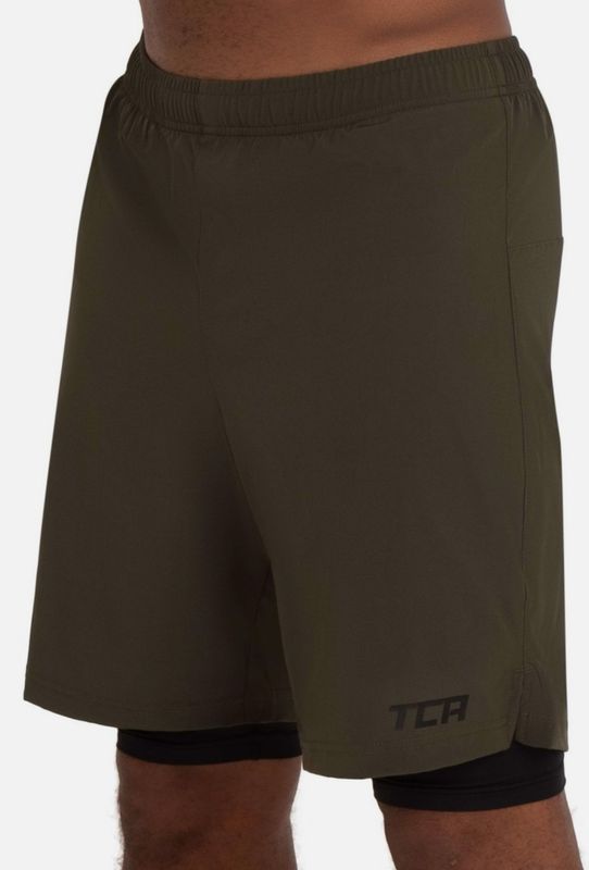 Herren kurz 2 in 1 mit Tasche - Kurze Sport Shorts Trainingshose mit Taschen Größe L grün Herren kurz 2 in 1 mit Tasche - Kurze Sport Shorts Trainingshose mit Taschen Größe L grün