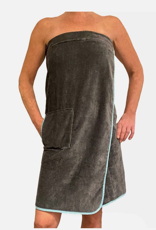 Sauna Kilt für Damen mit Klettverschluss Anthrazit/Mint Sauna Kilt für Damen mit Klettverschluss Anthrazit/Mint
