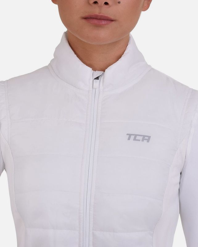 Damen Excel Runner Leichte Laufweste mit Reißverschlusstaschen - Weiss, S Damen Excel Runner Leichte Laufweste mit Reißverschlusstaschen - Weiss, S