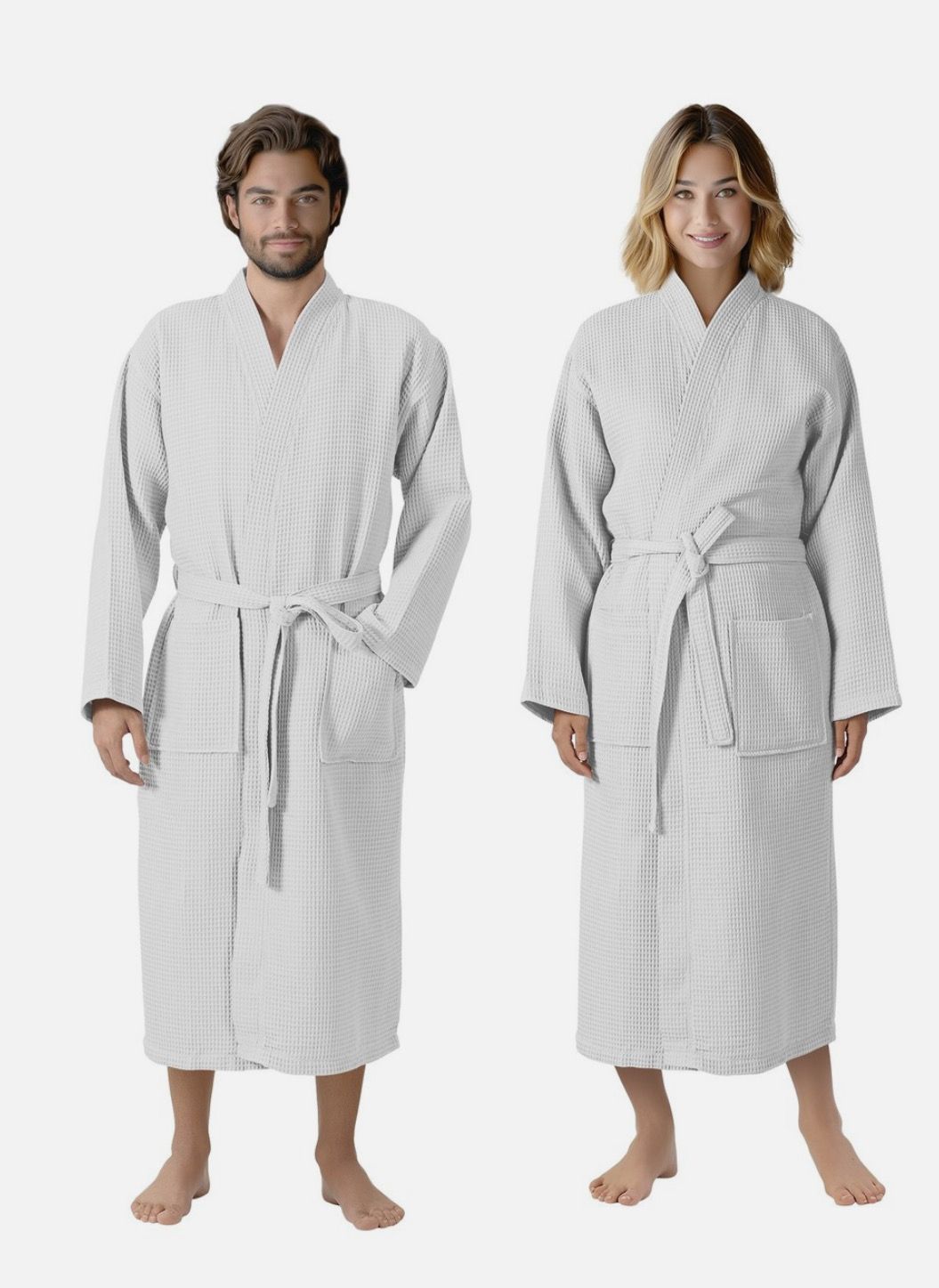 Pique Bademantel für Damen und Herren Waffelpique Morgenmantel leicht Größe 5XL